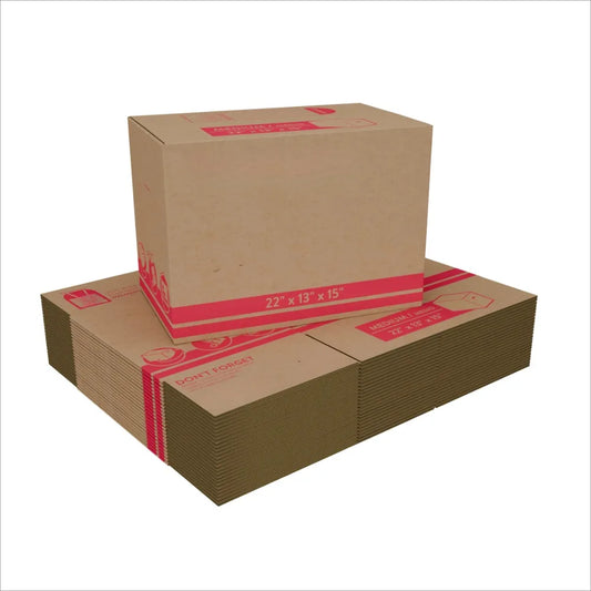 Medium Recycled Packing Moving Storage Boxes, 22 in. L x 13 in. W x 15 in. H, Kraft, 25 Count