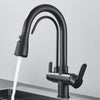 Quyanre Matte Black Filtered Crane For Kitchen Pull Out Spray 360 Rotation Water Filter Tap Three Ways Sink Mixer Kitchen Faucet EzBuyCo