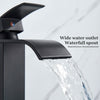 Bathroom Black Waterfall Basin Sink Faucet Brass Cold Hot Water Mixer Vanity Tap Deck Mounted Washbasin Tap