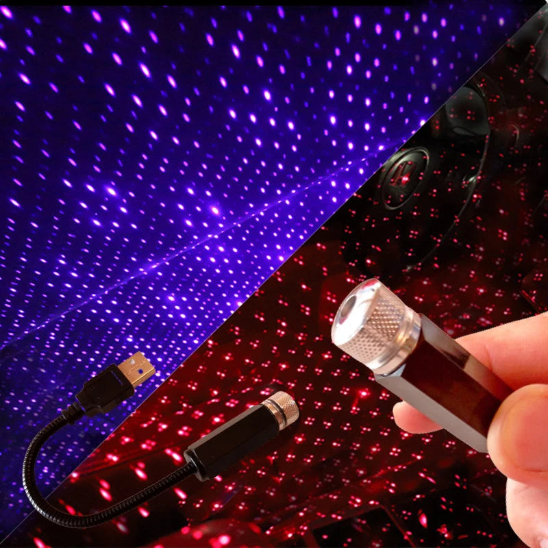 Car Romantic LED Starry Sky Night Light - USB Powered Galaxy Star Projector