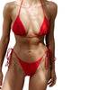 Women s Solid Color High Waisted Bikini Set with Ruffle Trim Top and Cheeky Bottoms for Summer Beach Pool Party