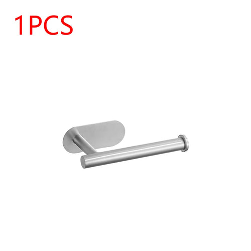 Self Adhesive Toilet Roll Paper Holder Wall Mount Bathroom Organizer Storage Stand No Punching Stainless Steel Towel Holder