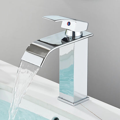 Quyanre Matte Black Waterfall Basin Faucet Single Handle Mixer Hot Cold Water Basin Crane Tap For Bathroom Wash Basin Mixer Tap