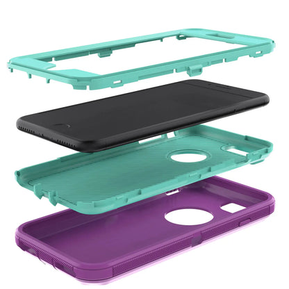 Purple Phone Case For iPhone 7 / iPhone 7 Plus Heavy Duty Shockproof Protective Rugged 3-Layers Hard Cover