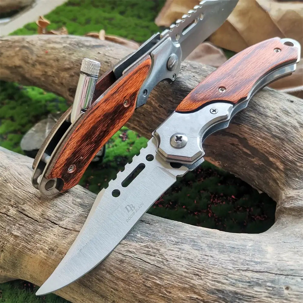 Compact Swiss Knife with Steel Blade and Wooden Handle – 20CM Full Length EzBuyCo
