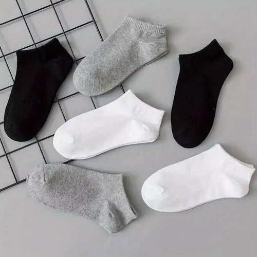 6 Pairs of White, Breathable Sports and Leisure Cotton Socks for Men's Sizes 36 - 42