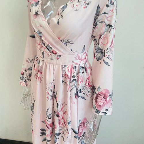 Women floral Chiffon Flower Dress trends new in Ladies Elegant V Neck short Sleeve korean style Summer Dress Female Clothes