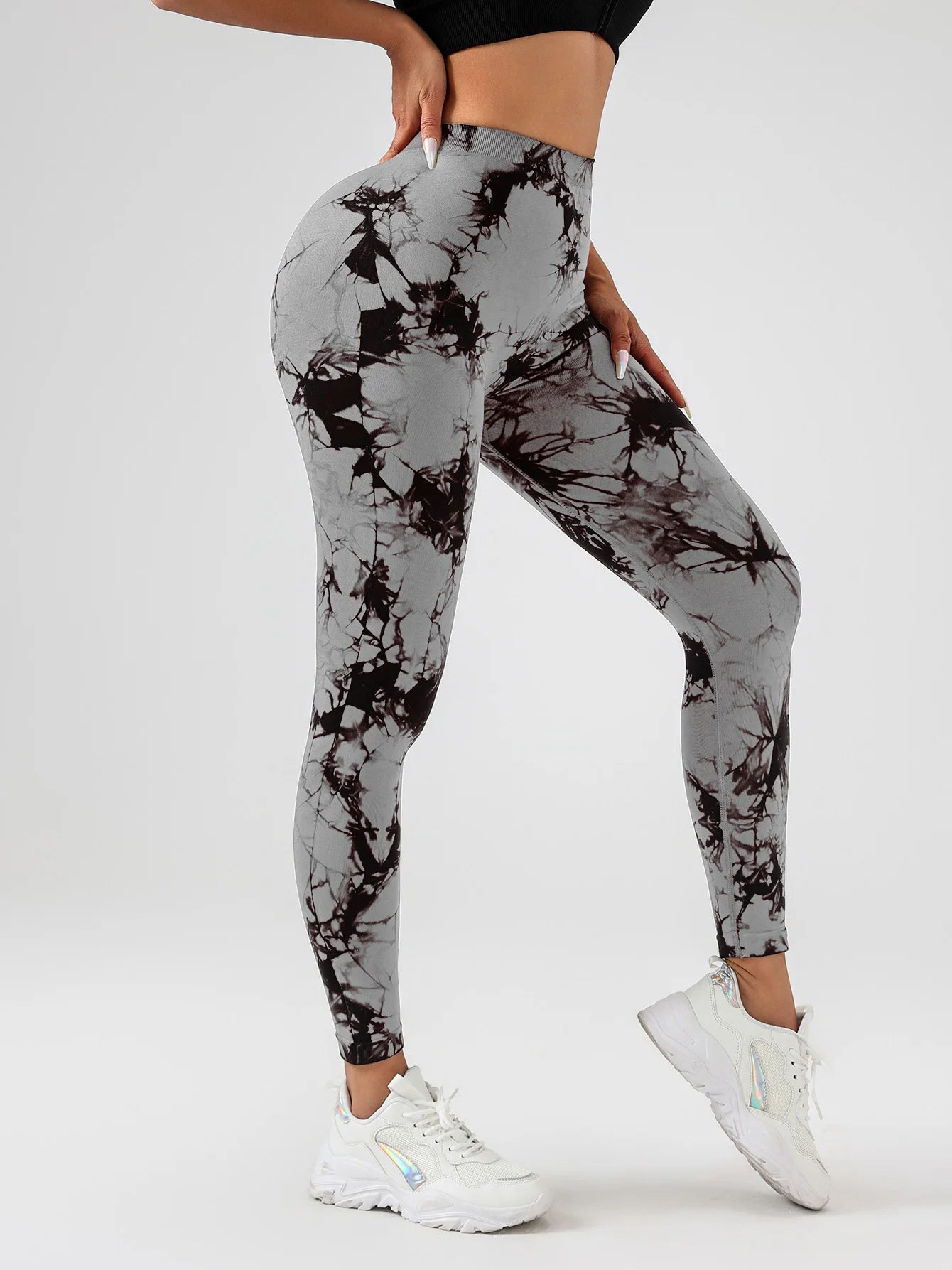 US Local Women‘s Spandex Tie Dye Scrunch Butt Lifting V Back Leggings Buttery Soft High Waist Booty Yoga Pants