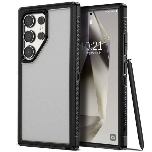 For Samsung Galaxy S24 Ultra 5G Dual Layer Case Slim Thin Hybrid Rugged Hard Shockproof Phone Cover Black Clear