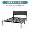 HOOMIC Metal Bed Frame with Upholstered Finely Stitched Headboard, Linen Fabric, Sturdy Foundation, No Box Spring Needed