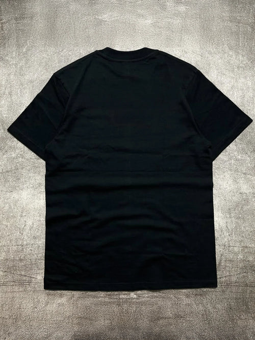 Men's Black Crew - Neck Short - Sleeve Cotton T - Shirt (200g) with Classical Art Pattern Heat - Transfer Print