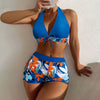 Shorts Bikinis Set  High Waist Swimsuit Women Swimwear 2 Pieces Plant Print Bathers Bathing Swim Suit Beachwear
