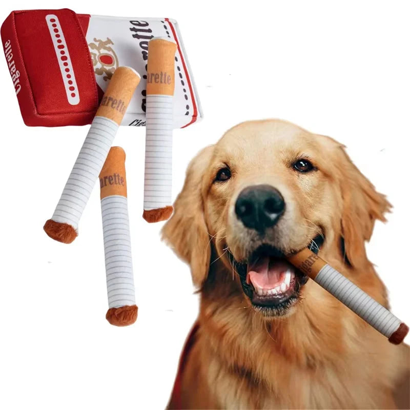 Cigarettes Dog Toy Imitation Cigar Chew Toy Interactive Funny Squeaky Cigar Plush Toy For Pet Chewing Teething Grinding Training