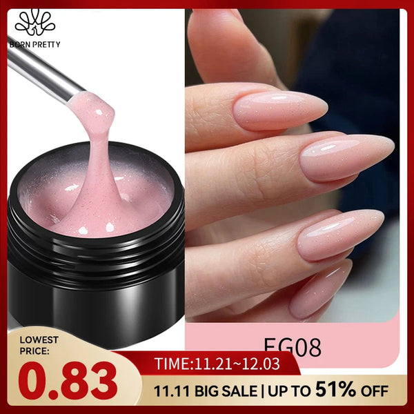 BORN PRETTY 30ml Glitter Pink Hard Jelly Nail Extension Gel Nail Polish Milky White Clear Color Soak Off UV Construction Gel