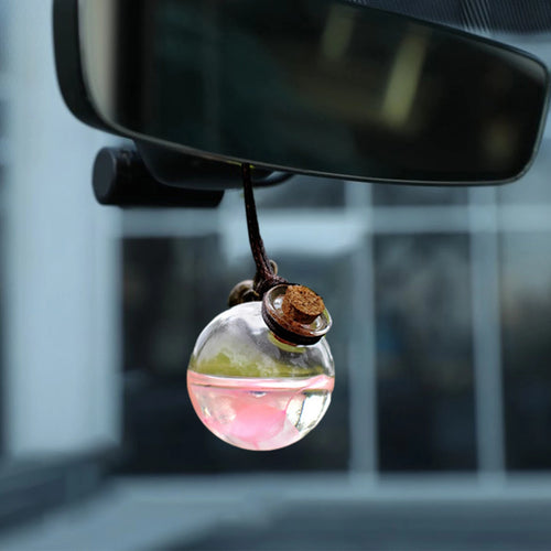 Car Air Freshener Flower Bottle Hanging Perfume Pendant Fragrance Empty Glass Bottle Essential Oils Diffuser Automobile Ornament