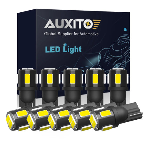 AUXITO 10X W5W T10 LED Bulb Ultra Bright White 194 168 LED Car Interior Lights Canbus Map Dome Door Glove Box Trunk Light 12V