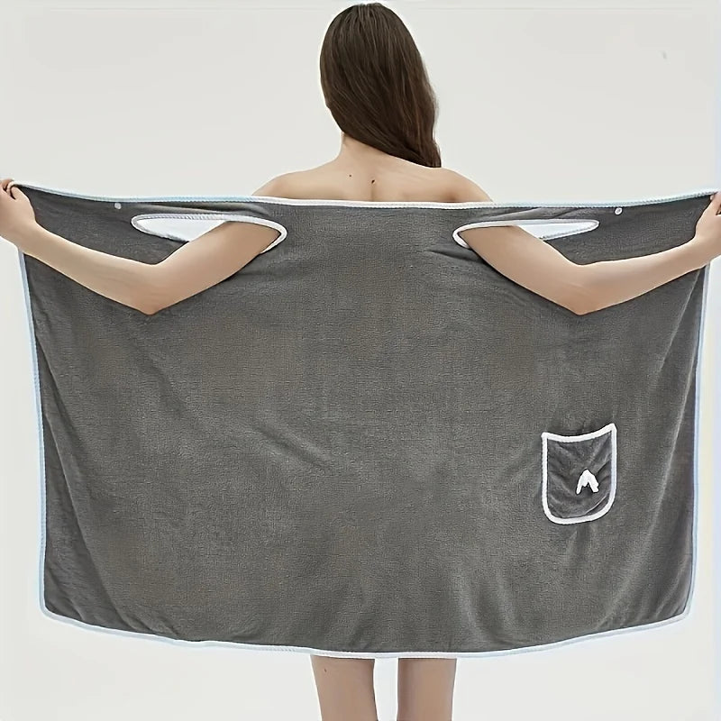 Wearable Bath Towel, Bowknot Coral Velvet Bath Skirt For Adults, Water Absorption, Quick Drying, Bath Towel, No Hair Loss, Bath