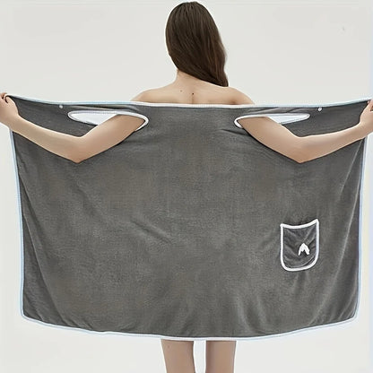 Wearable Bath Towel, Bowknot Coral Velvet Bath Skirt For Adults, Water Absorption, Quick Drying, Bath Towel, No Hair Loss, Bath