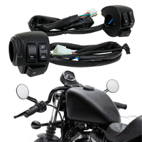 Motorcycle Black Chrome 1" 25mm Handlebar Turn Signal Control Switch For Harley XL883 Sportster Dyna V-ROD Softail