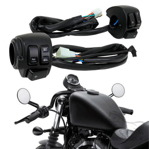 Motorcycle Black Chrome 1" 25mm Handlebar Turn Signal Control Switch For Harley XL883 Sportster Dyna V-ROD Softail
