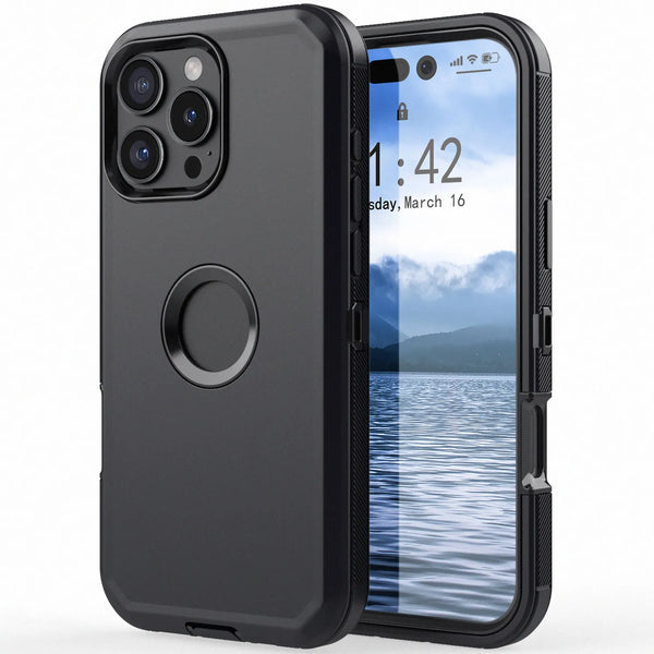 Black For iPhone 16 Pro Max 16 Plus 16 Pro 16 Case Heavy Duty Shockproof Hard Protective Rugged Hybrid 3in1 Layers Phone Cover