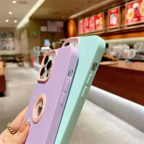 DIY Luxury Soft Silicone Logo Hole Phone Case For iPhone XR like 12,13 Candy Color Cover for iPhone 11 to 13Pro 14 15 16 Pro