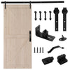 US Stock 42 in. X 84 in. Unfinished Sliding Barn Door with 7FT Barn Door Hardware Kit & Handle ，K Frame，Solid Spruce Wood