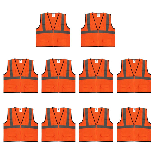 Safety Main 05EAMO Economy Vest, Class 2, All Mesh, Hi-Vis Orange, Pack of 10