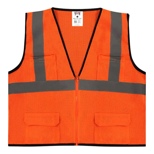 Safety Main 05EAMO Economy Vest, Class 2, All Mesh, Hi-Vis Orange, Pack of 5