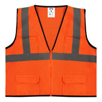 Safety Main 05EAMO Economy Vest, Class 2, All Mesh, Hi-Vis Orange, Pack of 10