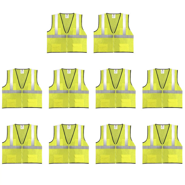Safety Main 05EAMYZ Economy Vest, Class 2, All Mesh, Hi-Vis Yellow, Pack of 10 Enviro Safety Products