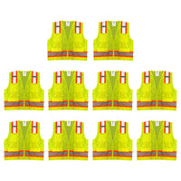 Safety Main 05TTSYZ Surveyor Vest, Class 2, Solid Front, Mesh Back, Hi-Vis Yellow, Pack of 10