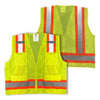 Safety Main 05TTSYZ Surveyor Vest, Class 2, Solid Front, Mesh Back, Hi-Vis Yellow, Pack of 10