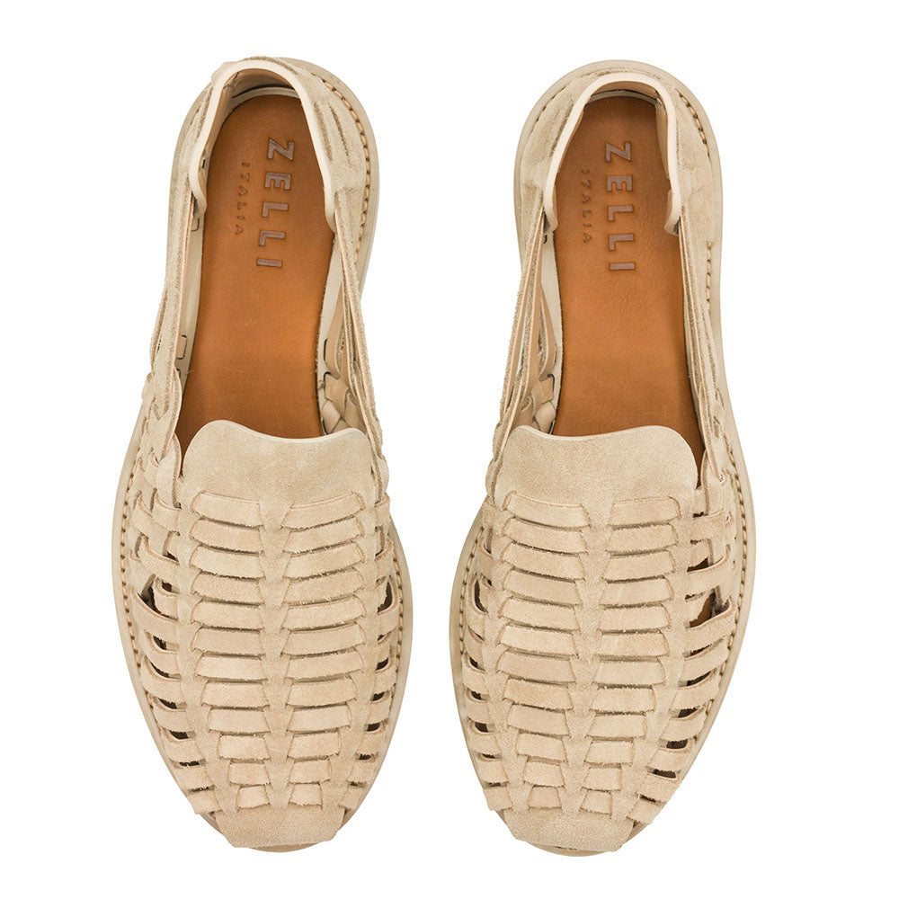 Zelli Italia 06-115-SND SANDALI Woven Leather Slip-On Sandal, Sand