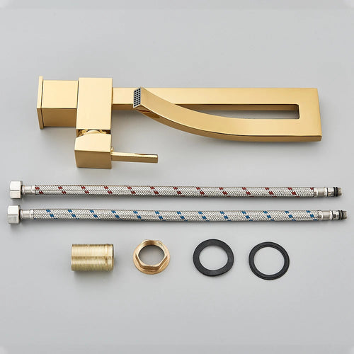 Gold Bathroom Basin Faucet Chrome Black  Hot&Cold Mixer Taps Deck Mounted Faucets