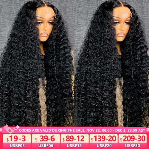 Deep Wave 13x6 HD Transparent Lace Frontal Human Hair Wigs 180% Brazilian Remy 13x4 Water Curly Front Wig For Women