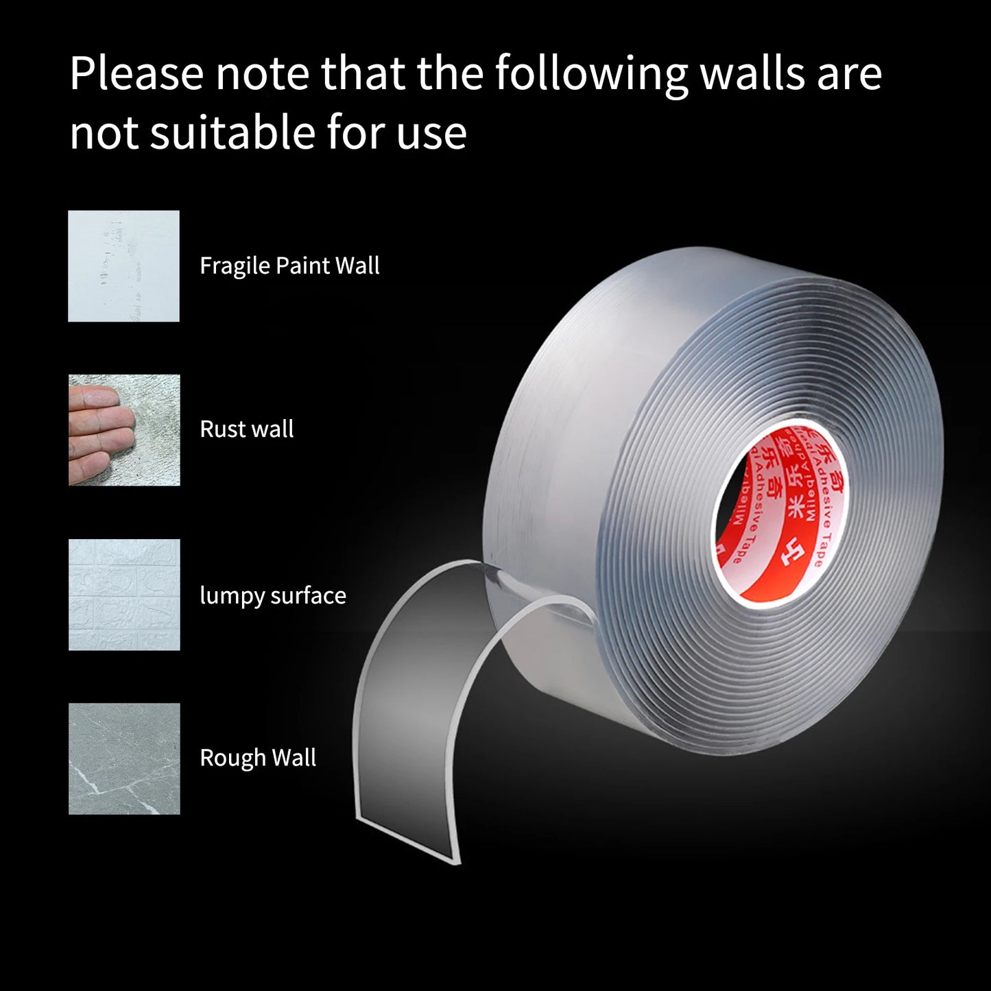 Nano Tape Heavy Duty Double Sided Mounting Adhesive Tape Washable Removable Tapes for Indoor Outdoor Walls Kitchen Bathroom