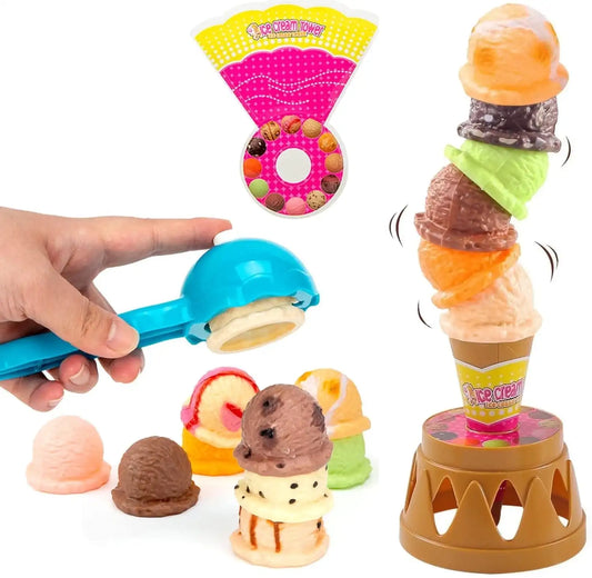Ice Cream Play Set Ice Cream Game Set Pretend Play Food Balancing Stacking for Baby Aged 13 4 Years Old for Desktop
