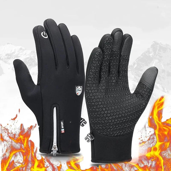 Winter Gloves For Men Waterproof Windproof Cold Cycling Gloves Snowboard Motorcycle Riding Driving Warm Touchscreen Zipper Glove