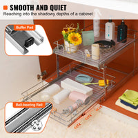 VEVOR Pull Out Cabinet Organizer, Chrome-Plated Steel Roll Out Drawers, Sliding Drawer Storage for Inside Kitchen Cabinet