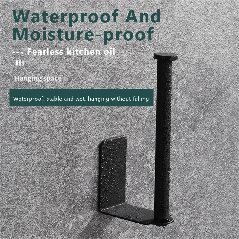 Self Adhesive Toilet Paper Towel Holder Punch-free Roll Paper Holder Kitchen Hook Storage Holder Stainless Steel Wall Mount Hook