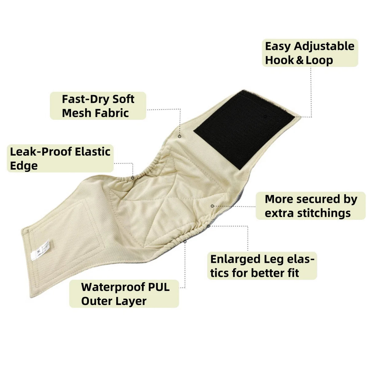 1PC Washable Male Dog Diaper Reusable Pet Sanitary Panties Nappy Belly Band Wrap Diapers Absorbent Leak Proof Pee Pant for Dogs