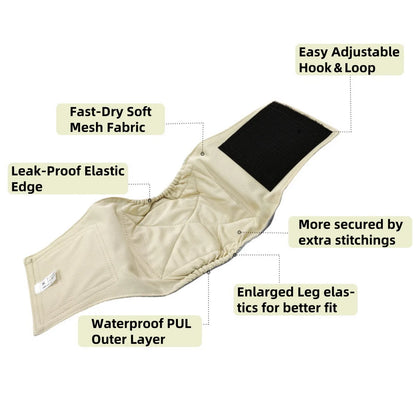 1PC Washable Male Dog Diaper Reusable Pet Sanitary Panties Nappy Belly Band Wrap Diapers Absorbent Leak Proof Pee Pant for Dogs