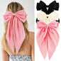 Hair Bows for Women Girls 3Pcs White Pink Black Silky Satin Large Bows Hair Clip Oversized Hair Ribbons Long Tail Big Hair Bows