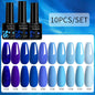 LILYCUTE 10PCS/Set Набір гель-лаків для нігтів Рожевий фіолетовий гель для нігтів Напівперманентний УФ світлодіодний лак Nail Art Design Soak Off Набір гелів для нігтів
