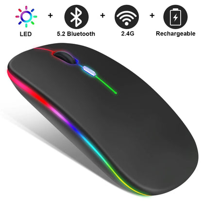 Wireless Mouse RGB Rechargeable Bluetooth Mice Wireless Computer Mause LED Backlit Ergonomic Gaming Mouse for Laptop PC 3600DPI