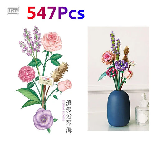 LOZ Flower Bouquet Building Blocks Kit DIY Flowers Block Toys Set Valentine's Day Rose Bricks Set Gift for Girls Friends adults