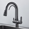 Quyanre Matte Black Filtered Crane For Kitchen Pull Out Spray 360 Rotation Water Filter Tap Three Ways Sink Mixer Kitchen Faucet EzBuyCo