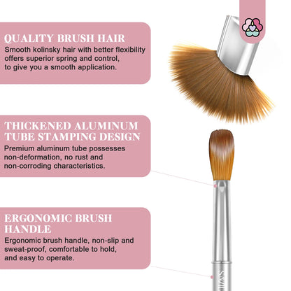 Saviland 4pcs Kolinsky Acrylic Nail Brush Set Good Quality Nail Art Mink Brush Manicure Brush Drawing Nail Art Design Beginners