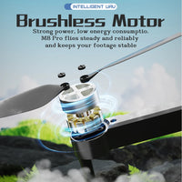M8 PRO Brushless Motor Drone with 2 Battreys, Intelligent Obstacle Avoidance, Optical Flow,  360-degree rolling, HD Camera